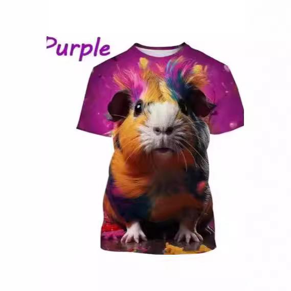 Süßes Hamster-Muster T-Shirt, 3D-bedrucktes kurzärmeliges T-Shirt für Herren und Damen, extra große Größe Hip-Hop T