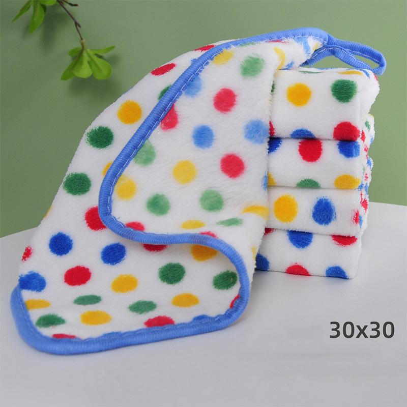 Children's Small Square Towel Thickened Water Absorption Face Wash Baby Wipe Hand Towel with Lan - Soft Towel Square for Kids