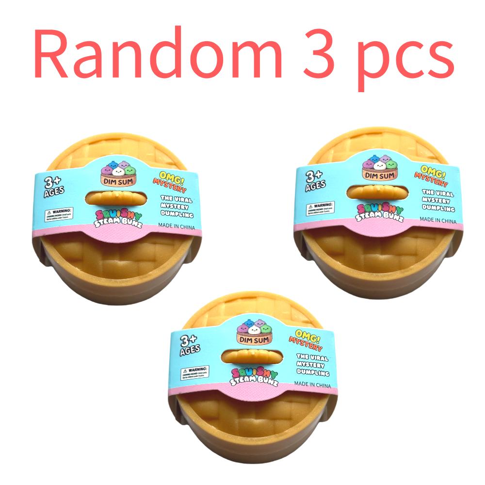 Mini Jouet à Presser Ravioli avec Panier Vapeur en Bambou, Boule de Pâte Souple en TPR, Jouet Fidget Décompression Réaliste, Cadeau Soulagement du Stress