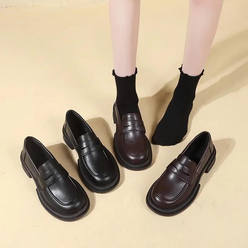 New Japanese Style College Student Shoes Cosplay Lolita Shoes for Women/Girl Fashion Black/Coffee Uniform Platform Shoes 2025