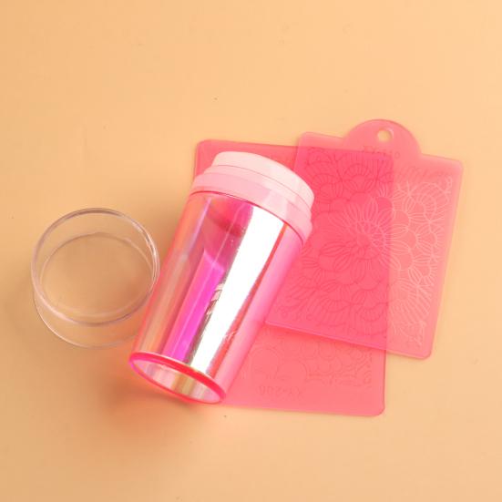 Yousheng 1 Set Nail Stamp Reusable Non-Deformed Good Ductility Round Silicone Stamper Transparent Nails Art Tool for Manicure