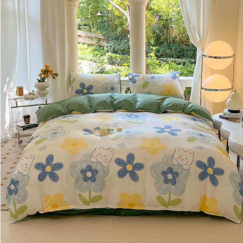 Four-piece Cartoon Single-piece Bedding Dormitory Bed Sheet Quilt Cover Ins Quilt Cover Three-piece Set Spring
