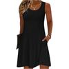 Women’s Casual Sleeveless V Neck Dress Loose Fit Solid Tank Dress Soft Lightweight Relaxed Summer Sundress with Pockets