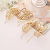 Metal Butterfly Pearl Butterfly Pendant Hairpin Pure Color Sweet and Lovely Gentle Girl Simple Hairpin