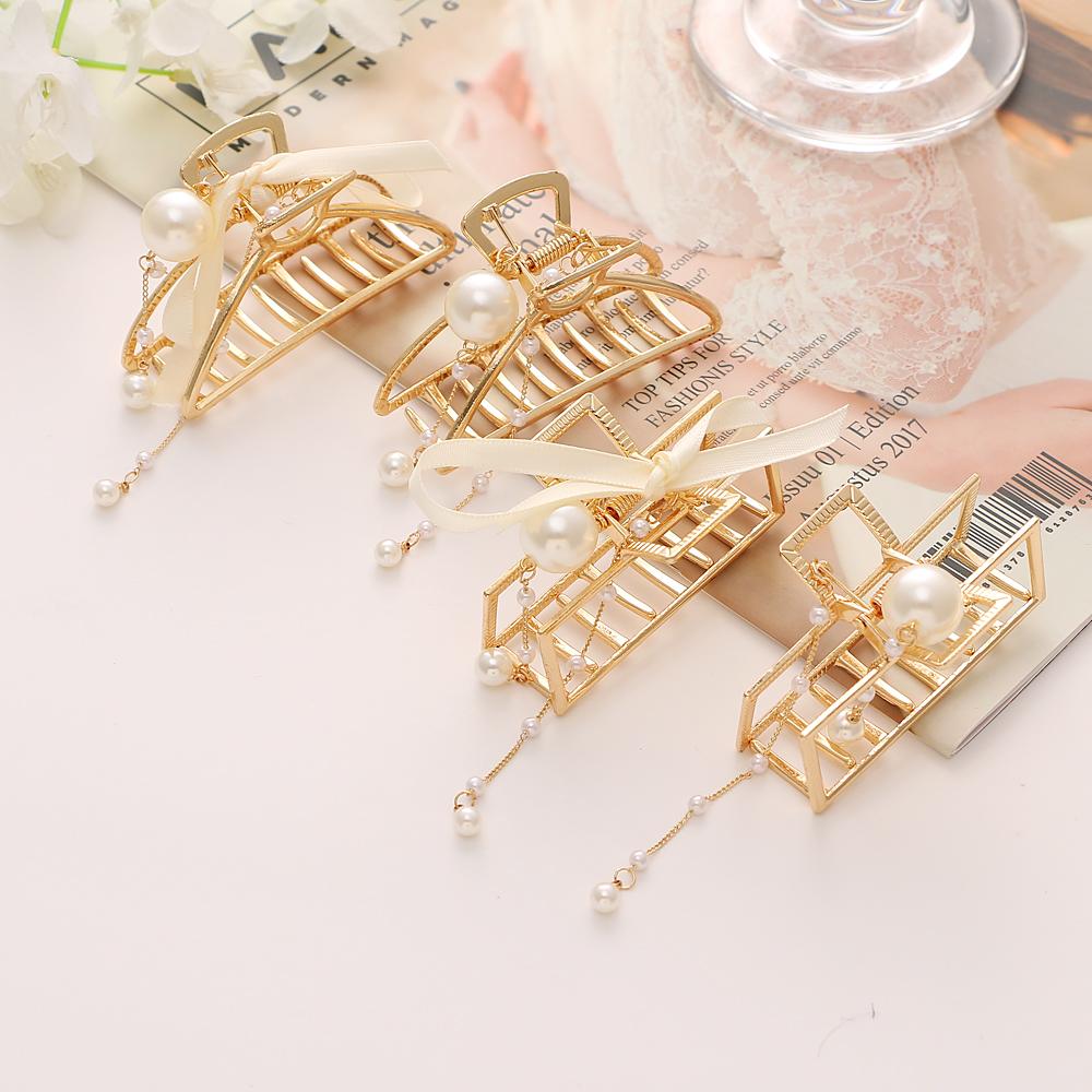 Metal Butterfly Pearl Butterfly Pendant Hairpin Pure Color Sweet and Lovely Gentle Girl Simple Hairpin