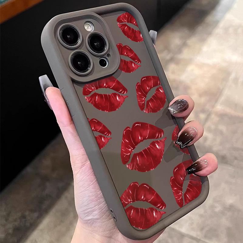 Soft Phone Case For Samsung Galaxy A16 A26 A36 A56 A55 A54 A53 S25 Ultra S24 FE S23 Plus S22 With Burning Red Lips Design Cover