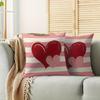 2Pcs Valentine'S Day Pillow Covers - Red Heart Pink Stripe Multi-Size Machine Washable For Sofa Bed Wedding Anniversary Decor