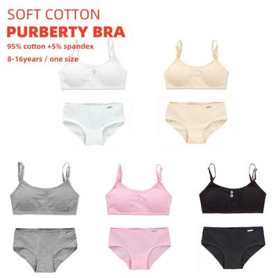 Girls Bra And Panty Sets Teenage Girls Cotton Padded Training Bra+Panties