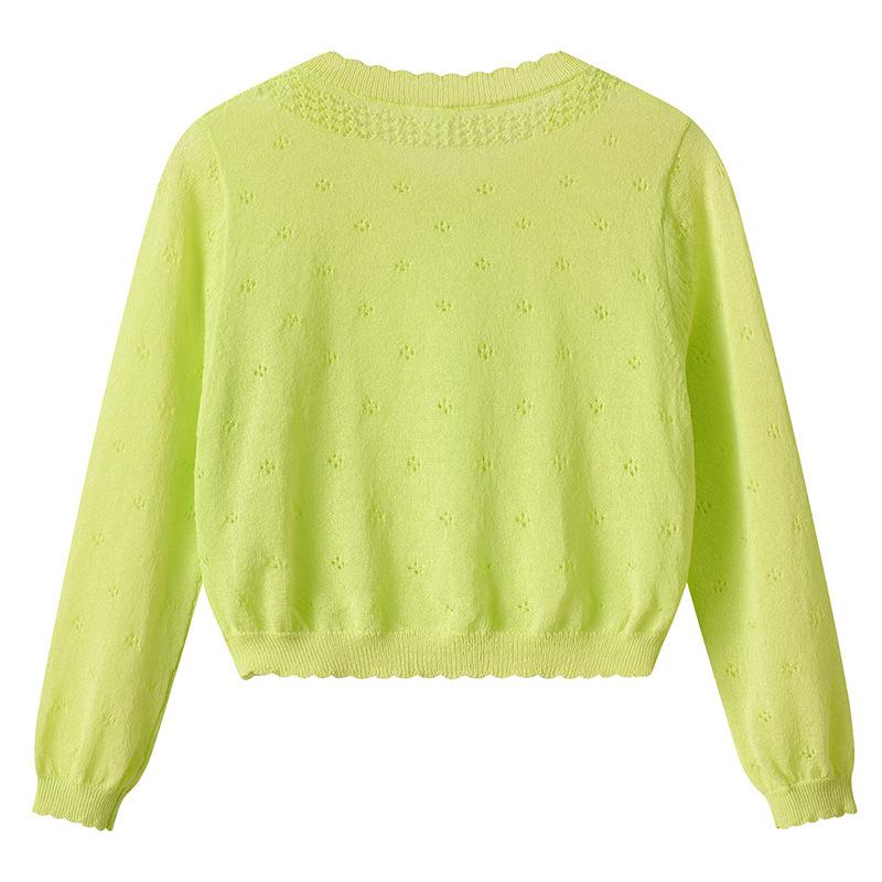 Dziecięca ażurowa kurtka swetrowa Krótki top Letnia ochrona przed słońcem Dziewczęcy kardigan dziergany Cienki