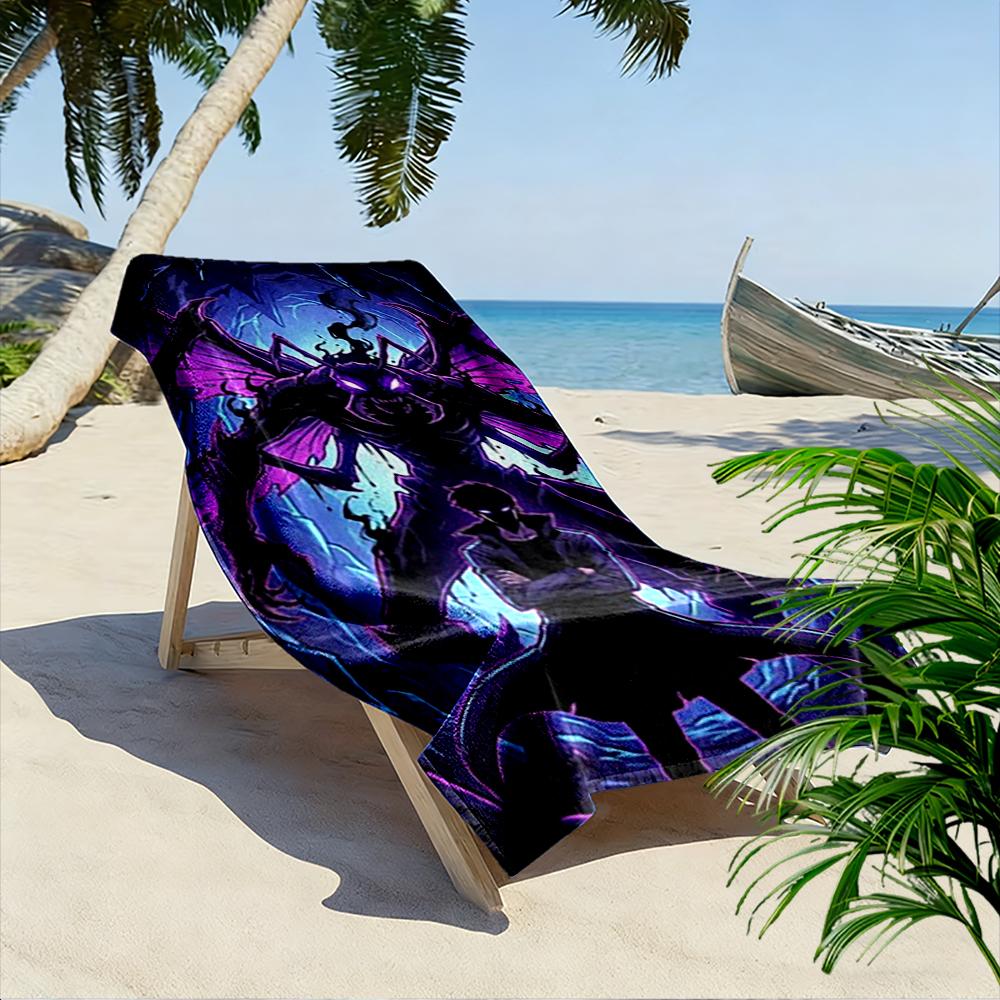 Dark Figure with Purple Monster Artwork Beach Towel Quick-drying for Travel Outdoor Sports Jogging Beach and Swimming