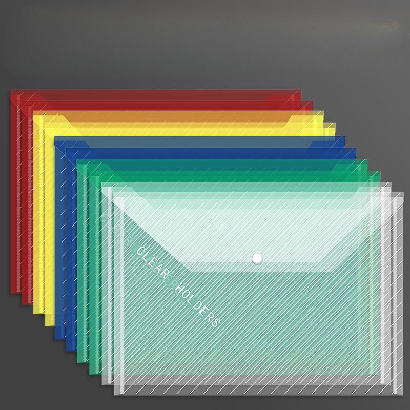 10/20Pcs A4 Color File Bag Thickened Plastic Large-capacity Waterproof Snap-on Storage Bag for Archives Test Papers and Books