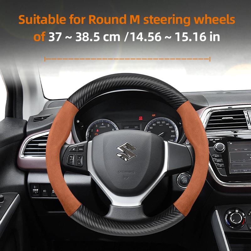For SUZUKI Suede Carbon Fiber PU Leather Steering Wheel Cover Fit Swift Sport Accessories Sx4 Grand Vitara Jimny Solio Hustler