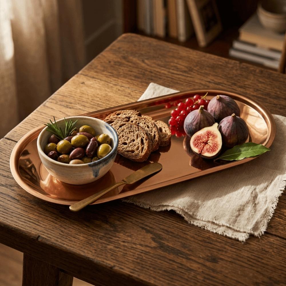Rustless steel Towel Tray Oval Outline Storage Tray Decorative Look Display Dish  Fruit Nut Storage