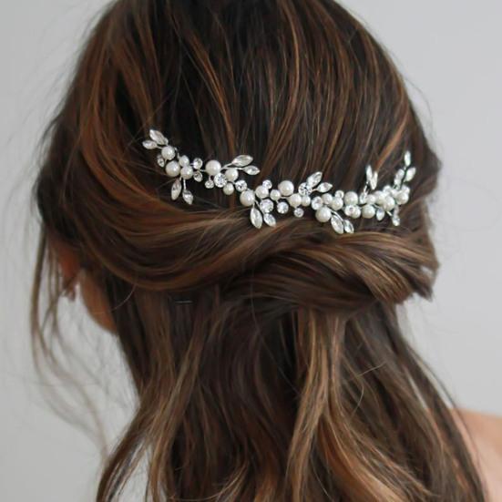Bride Wedding Headdress Rhinestone Princess Style Faux Pearl Stage Show Performance Hair Decoration Wired Bridesmaid Bride Wedding Hair Jewelry
