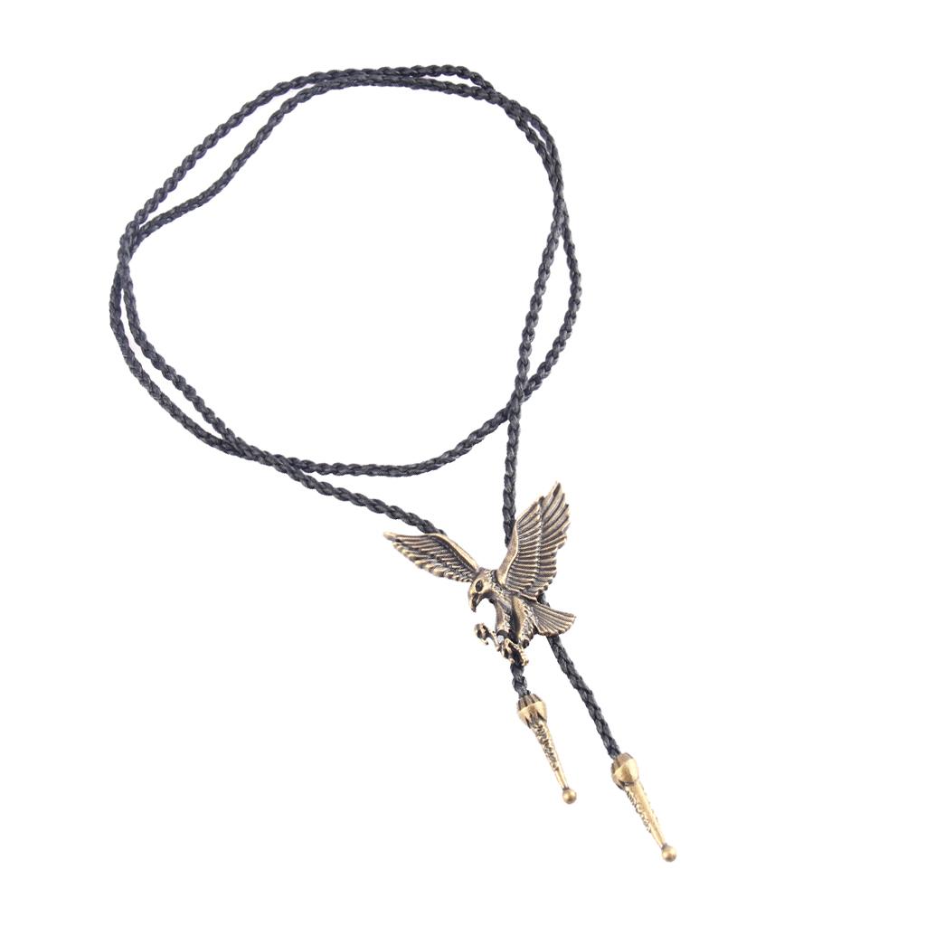 Ethnic Classic Cowboy PU Leather Rodeo Bolo Tie Cord Eagle Pendant