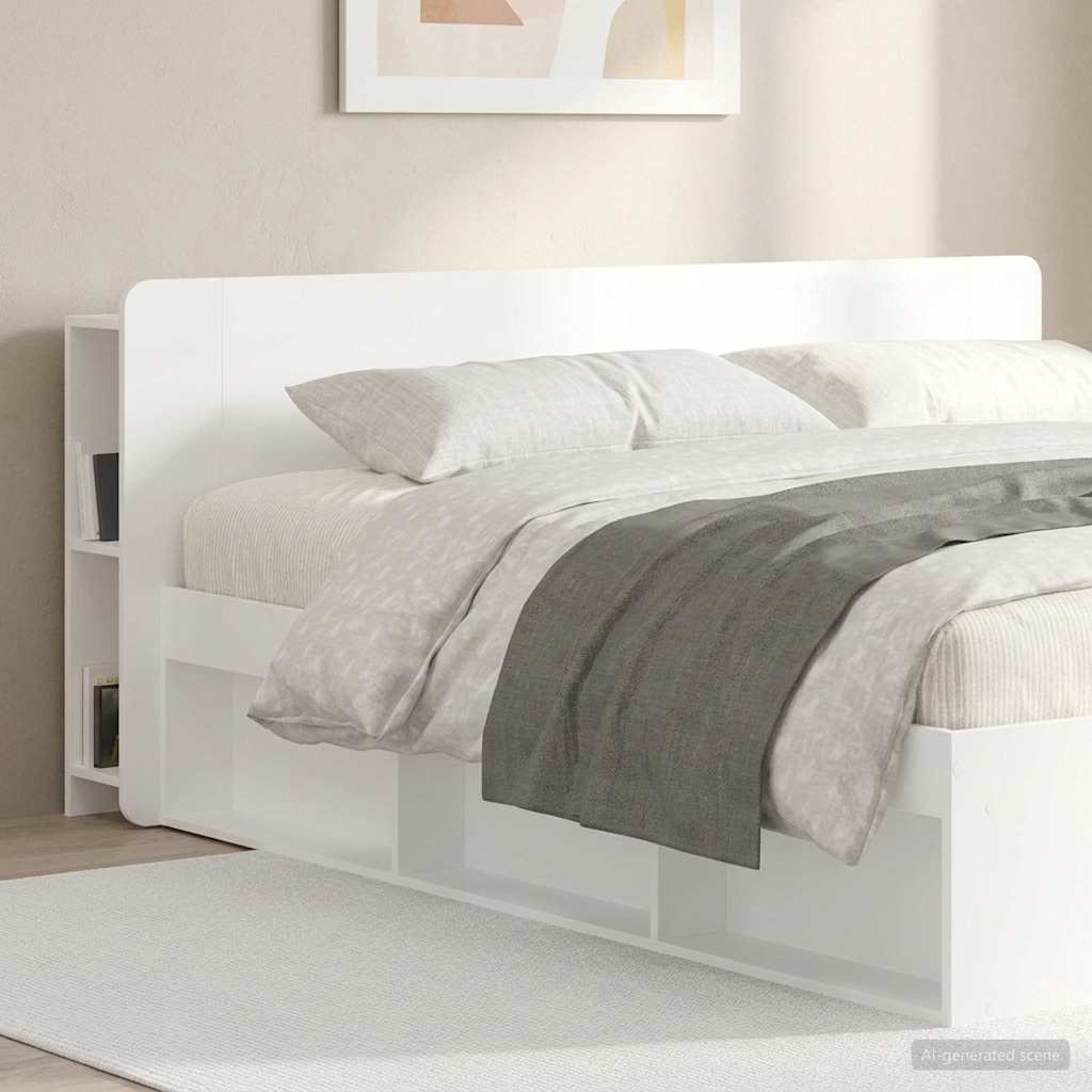 Headboard Cabinet with Storage White Wood Based Material