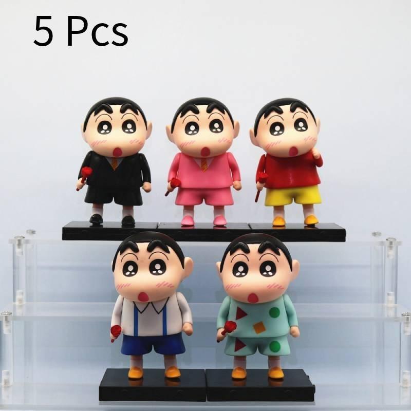 Cute Cartoon Handicraft Shinchan Rose Flower Pvc Figure Toy Model Decoration 11cm