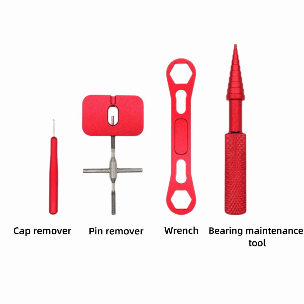 5PCS with Wrench Reel Repair Tool Kit Aluminum Alloy Fishing Reel Care Kit for Drum Reels красный