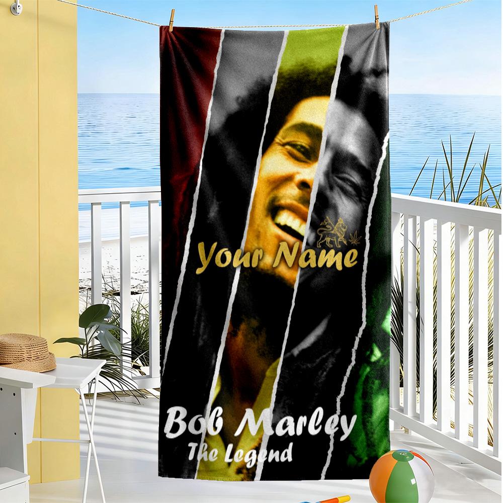 Bob Marley Personalized Text Beach Towel Super Soft & Absorbent Portable for SwimmingBeachCamping Travel Beach AccessoriesGym