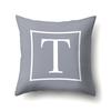 Polyester Pillow Case Gray Base Literary Home Car Decoration 26 English Letter Cushion Car Cushion Cover