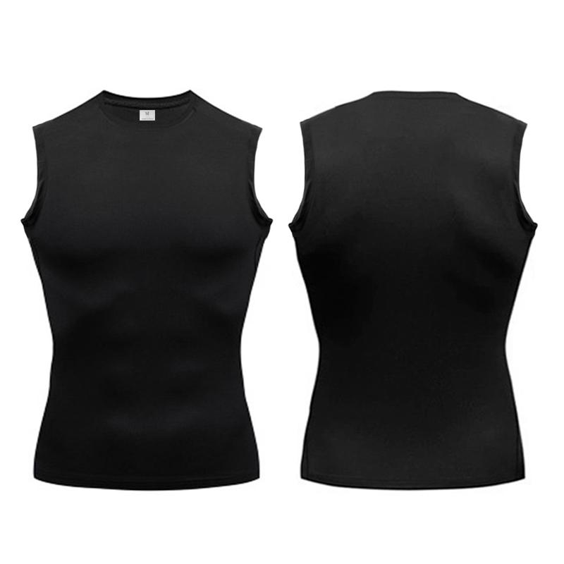Muscleguys Compression Shirt Mens Gym Tank Tops Summer Fitness Clothing O-neck Sport Sleeveless T Shirt Elastic Bodybuilding Running Vest