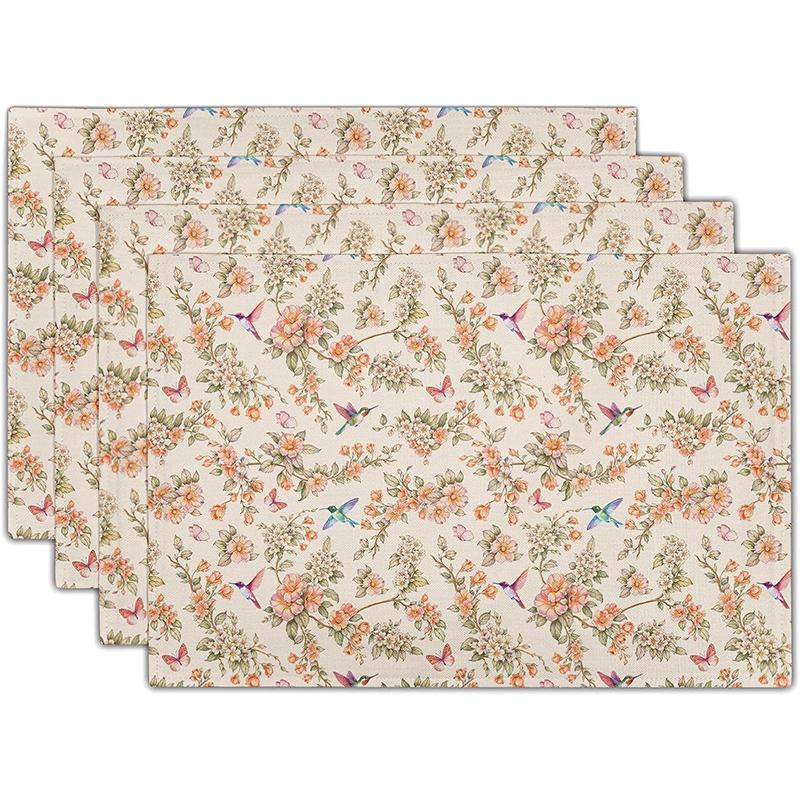 Vintage Floral Placemats Rustic Farmhouse Table Decor Non-Slip Heat Resistant Tableware Mat Spring Summer Home Decor Dinner Mat