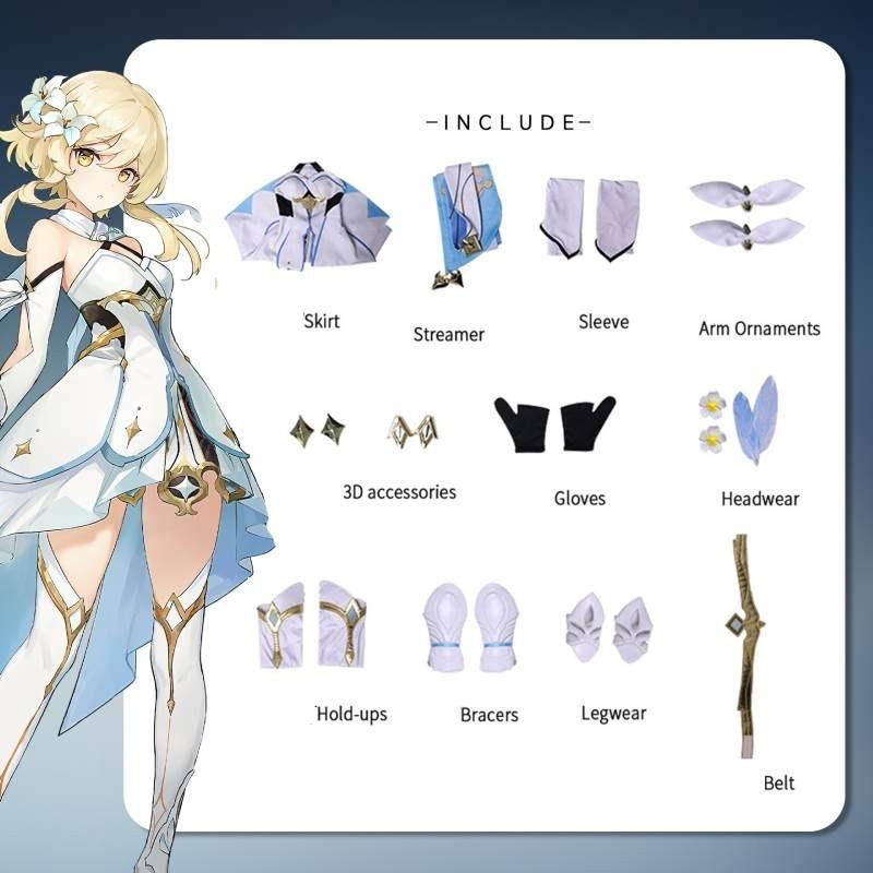 

Lumine Impact Genshin Cosplay Costume Set Cartoon Game Virtual Cute Characters XL