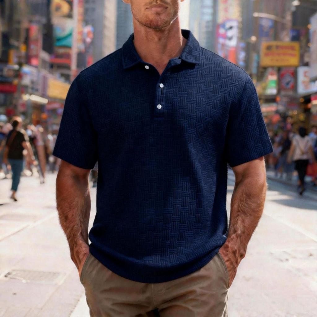 Herren Kurzarm Polohemd Klassische Passform Weiches Strickgewebe mit Knopfleiste und Kragendesign