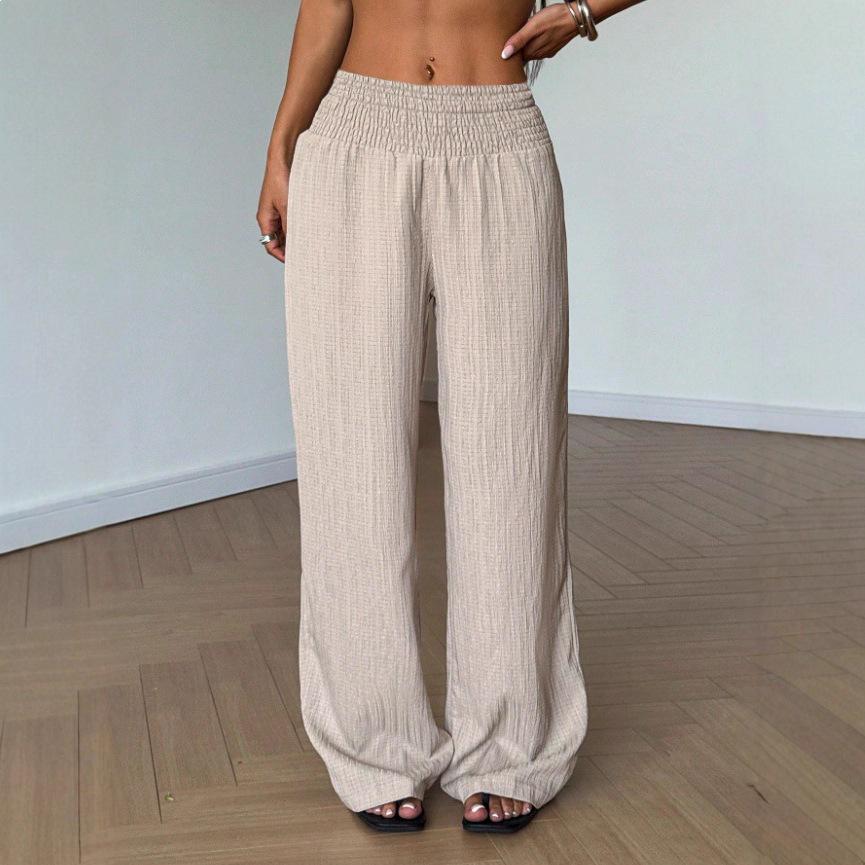 Holiday Style High Waist Wide Leg Elastic Pants