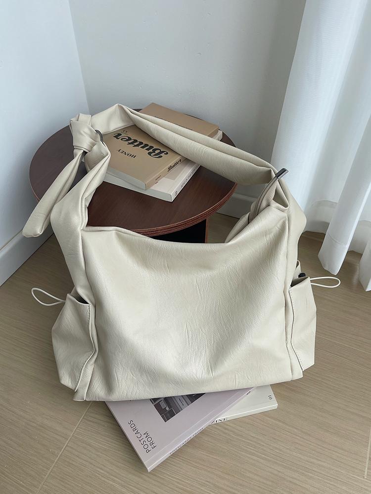 Soft PU Leather Women's Shoulder Bags Vintage Knotted Strap Crossbody Bag Simple Casual Large Capacity Female Work Tote Handbags