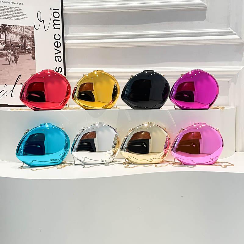 Personalized Acrylic Bag 2025 New European and American Fashion Glossy Metal Goose Egg Box Bag Women's Messenger Bag