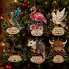 Decorative Ornaments for Fireplace Faux Stained Glass Christmas Ornaments, 2D Hummingbird Dachshund Highland Cow Tree Hanging Decorations Decoration