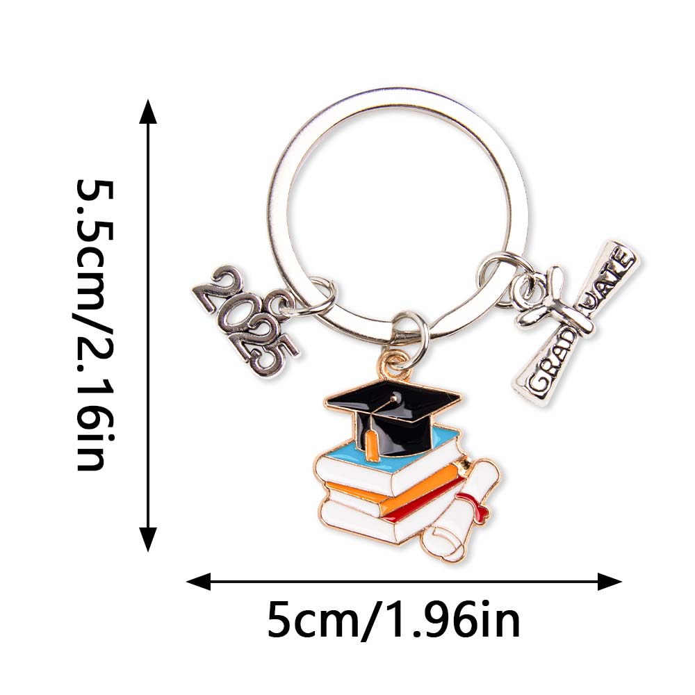 6pcs Class of 2025 Graduation Keychains Doctoral Hat Congrats Grad Design Alloy key ring Graduation Season Ceremony Ideal Gift