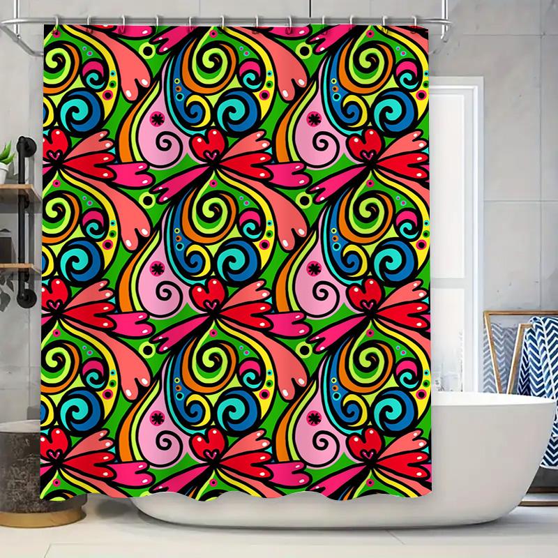 

Luxurious Pink Garden Flowers Printed Shower Curtain Perfect Home Decor For Bathroom W60H190(CM)-1 Pcs