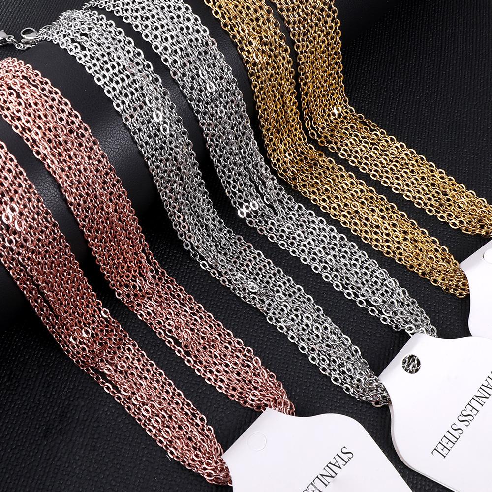 Stainless Steel Chains DIY Jewelry Making O-Chain Necklace 10pcs/Lots 1.5/2MM Woman Accessories Choker 18K Golden