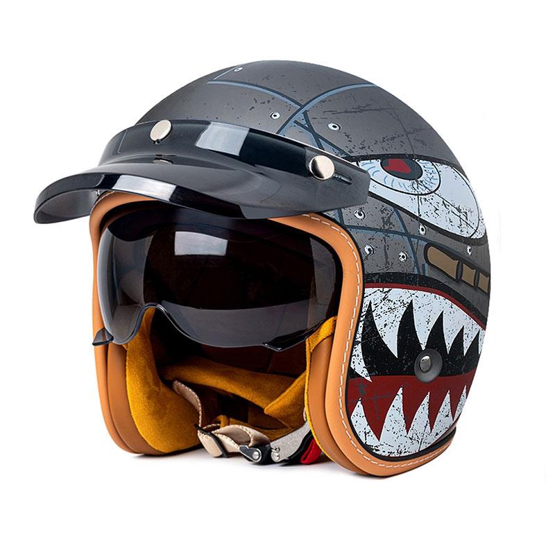 2025Newly Introduced Retro Motorcycle Helmet with Goggles and Anti-collision Protection Helmet 3/4 Riding Helmet