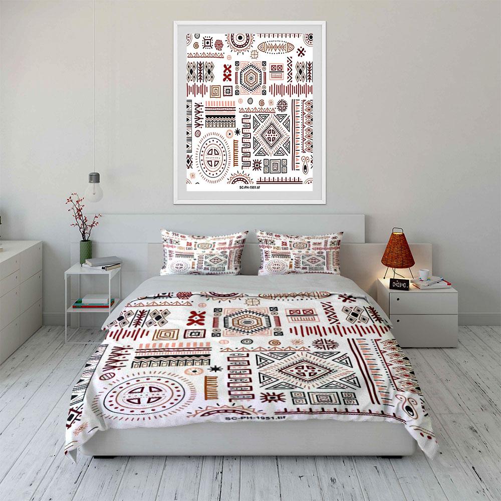 Ethnic Geometric Pattern Design Bedding Set For Kids Luxury Gift 3Pcs Digital Print Comforter Set Soft Comfortable Breathable