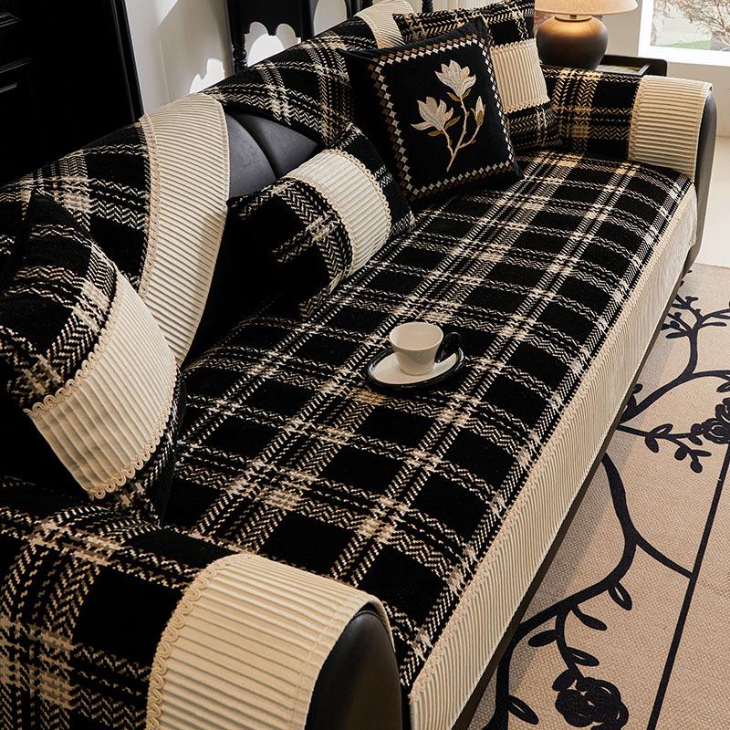 

Vintage Chenille Sofa Cushion Universal In All Seasons New Straight Row Sofa Seat Cushion Fixed Non-Slip Cover Cloth Towel 70*70cm