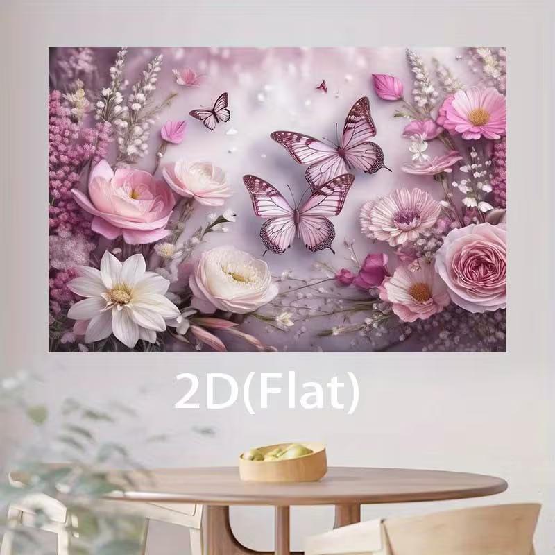 2D Bridal Shower Backdrop, Elegant Pink Floral & Butterfly Banner