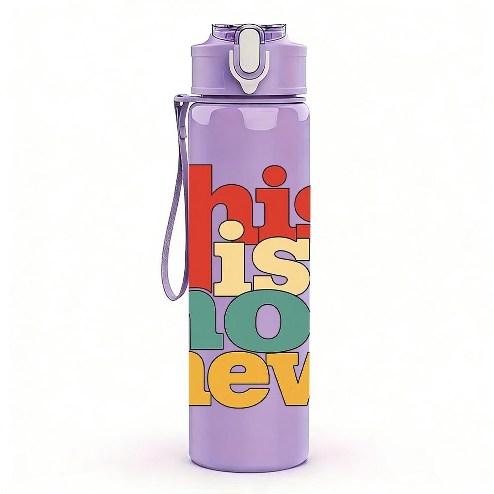 1PC This Is Not New Letter Art 750ml Color Plastic Sports Water Bottle Leakproof Flip Straw Lid Suitable for Sports Office Home Use