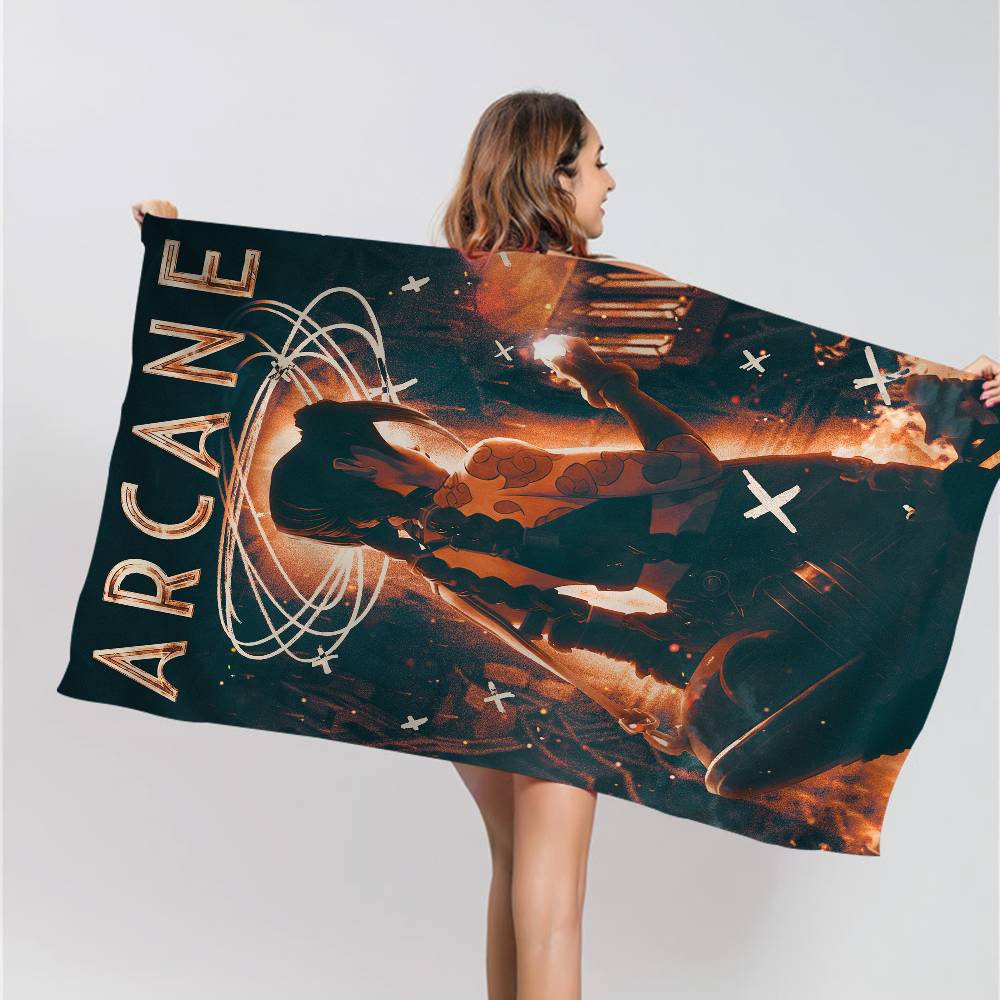 A-Arcanes Seizoen 2 J-Jinxs VI Graffiti Microfiber Printed Beach Towel Mountain Climbing Yoga Beach Swimming Running Absorbent Soft