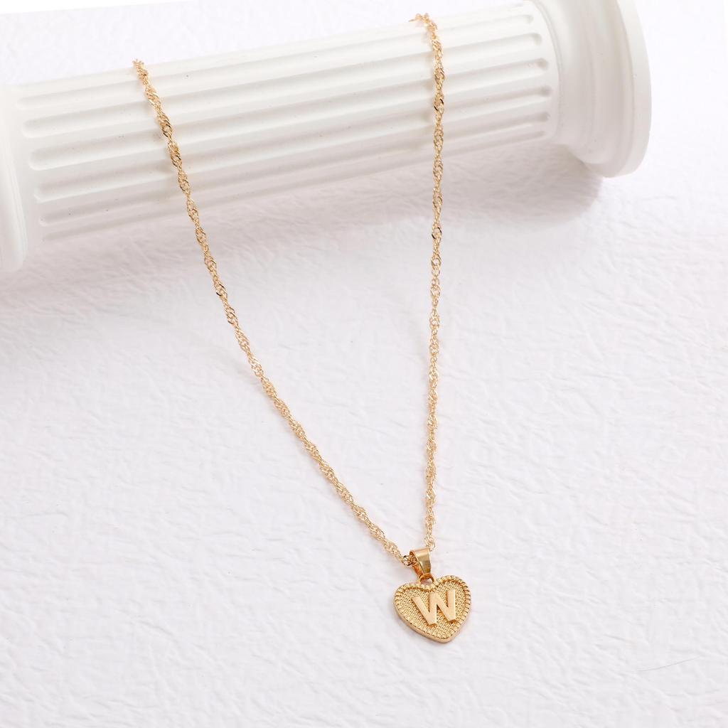 Handmade Love Letter Pendant Necklace - Heart & Water Wave Chain Design