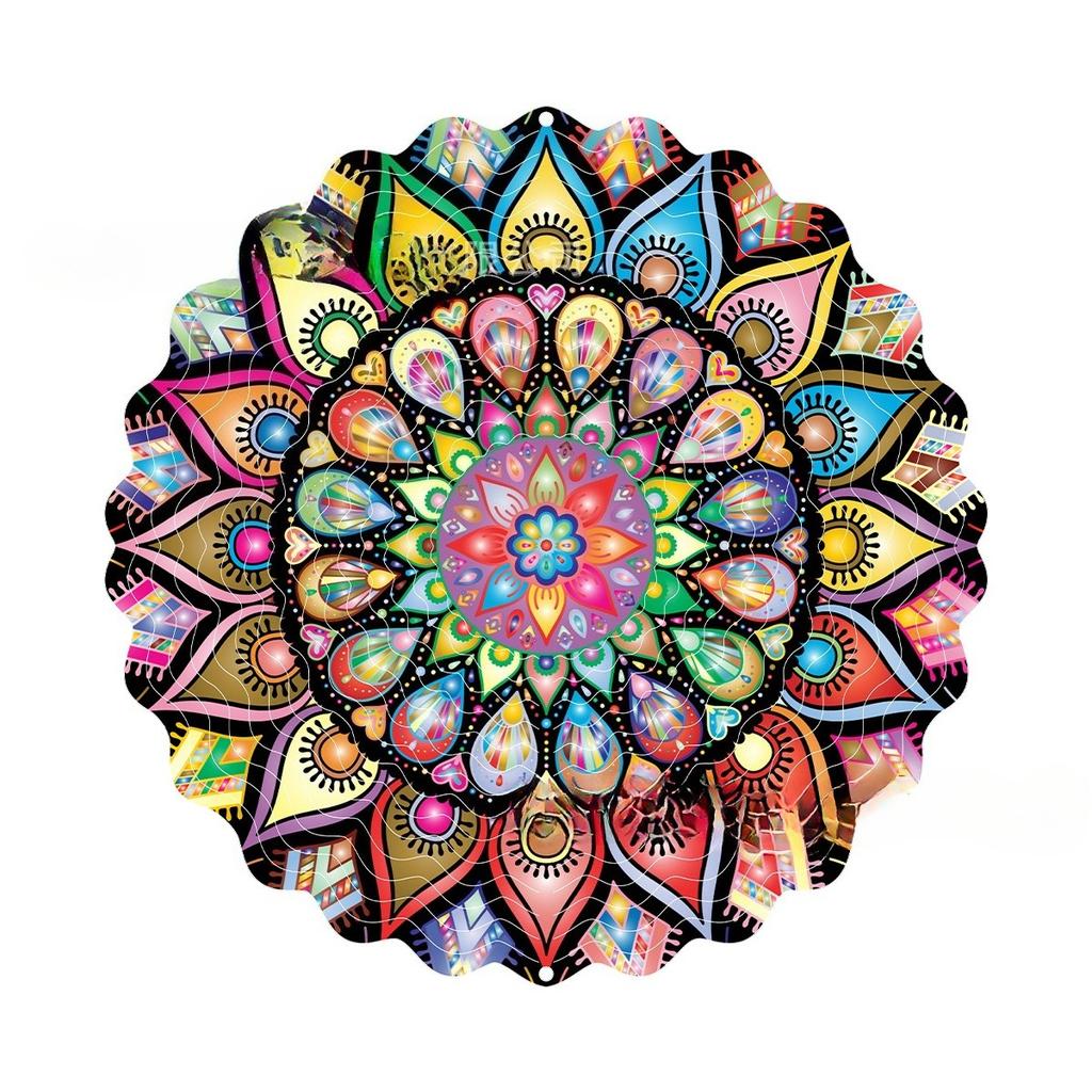 Mandala Wind Spinners for Yard and Garden 3D Steel Hanging Spinner for Outdoor Indoor 360 Degree Swivel Spinner