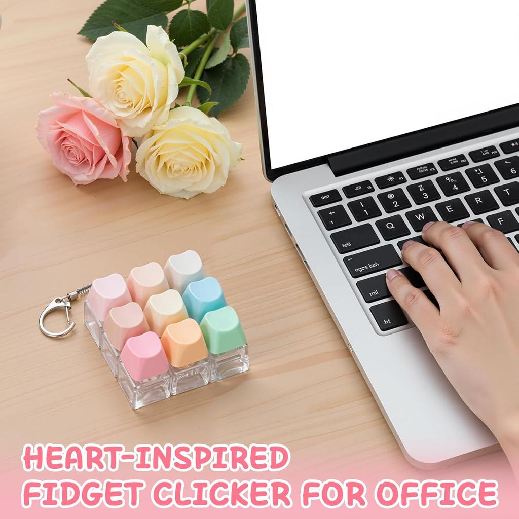 Nine-Key Heart Shape Fingertip Pressing Key Keychain Adult Stress-Relieving Finger Keyboard Game Key Chain Stress-Relieving Toys