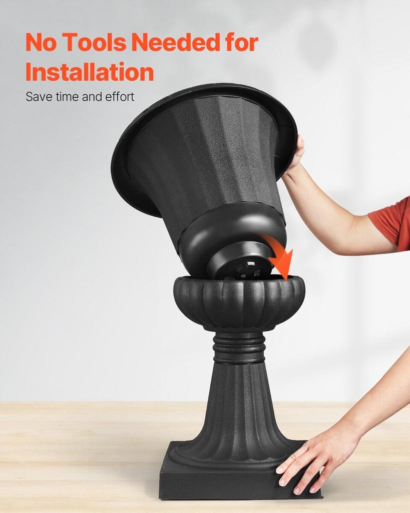 Plastic Urn Planters, 40 X 67 Cm, 2 Pack Black Classic Flower Pots Front Porch Planters, Indoor & Outdoor Vase for Wedding, Party, Event, Home, Stage,