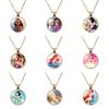 Charming Ariel Little Mermaid Time Gemstone Pendant Necklace Cartoon Princess Jewelry