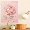 Elegant Pink Peony Flower 5D Pearl Painting Kit with Frame DIY Sparkling Bead Canvas Art Relaxing Craft for Girls Room Decor Aesthetic Gift