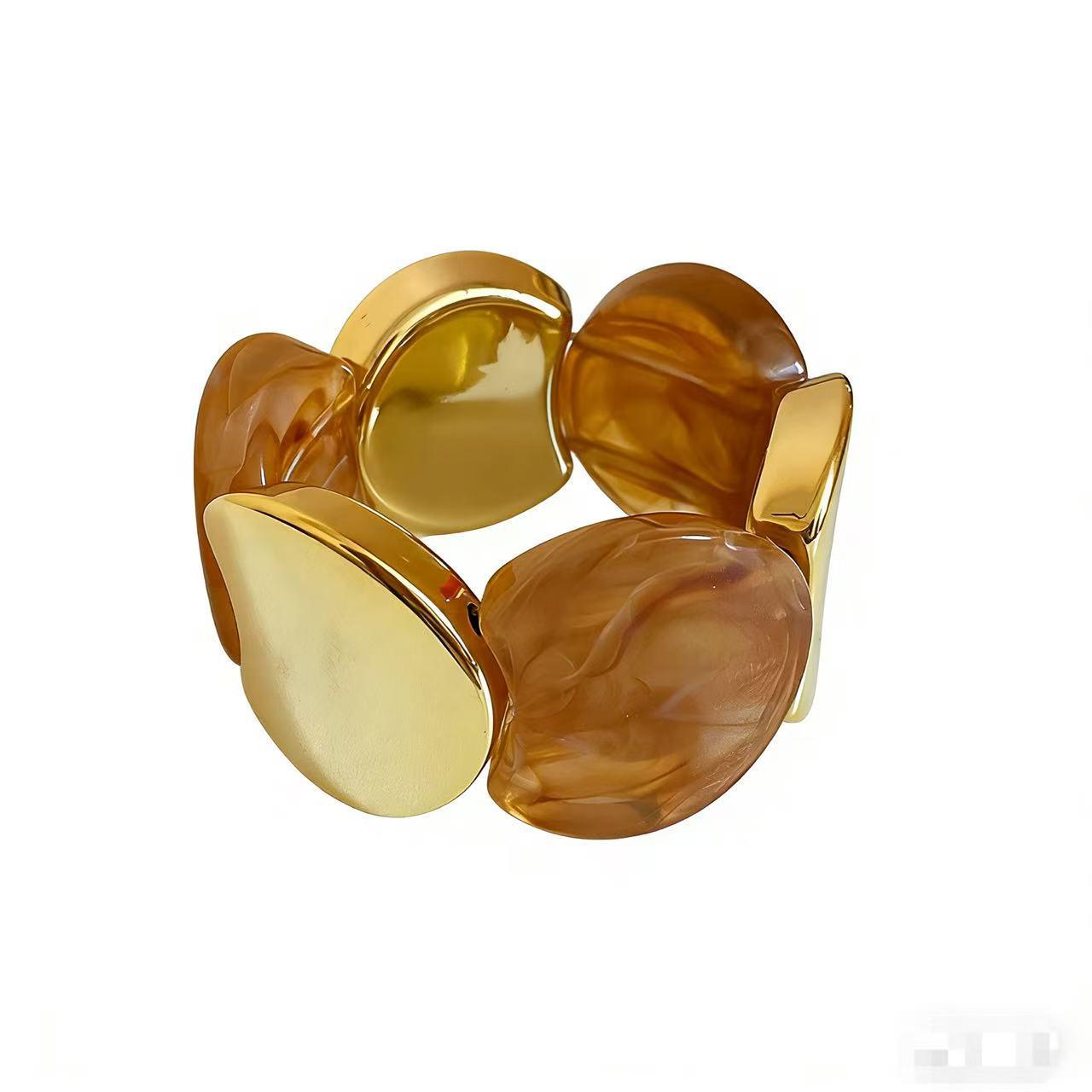 Acrylic Oval Patchwork Bracelet: Simple, Fashionable, Casual Jewelry for Women