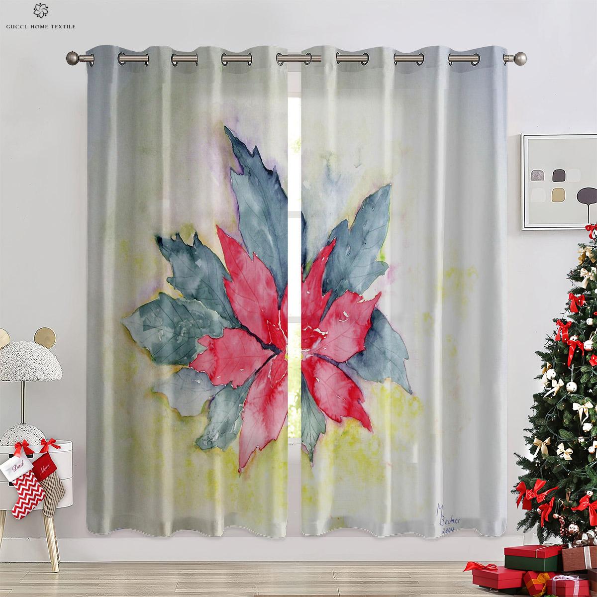 

Ретро шторы с принтом красных шаров, подходящие для спальни, гостиной, ресторана, праздничного оформления, легкие в стирке и уходе W50xH130(CM)x2PCS&Grommet Top