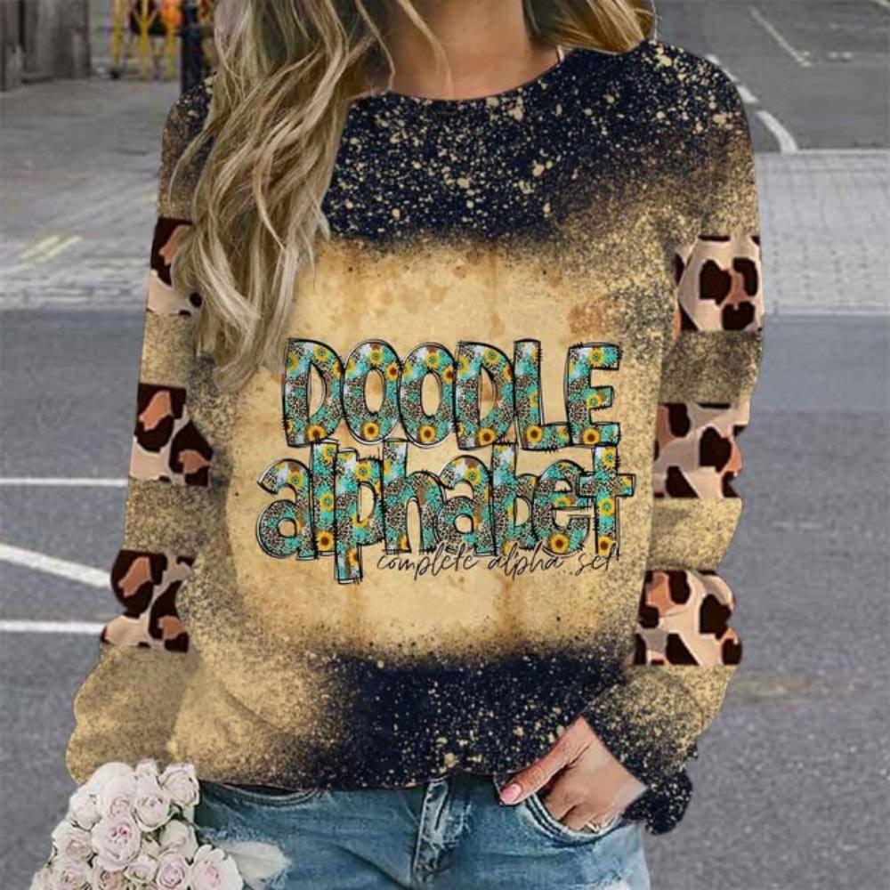 

2024 Европейский и Американский Рождественский ретро леопардовый принт 3D принт круглый вырез осенний свободный длинный рукав толстовка для женщин XL